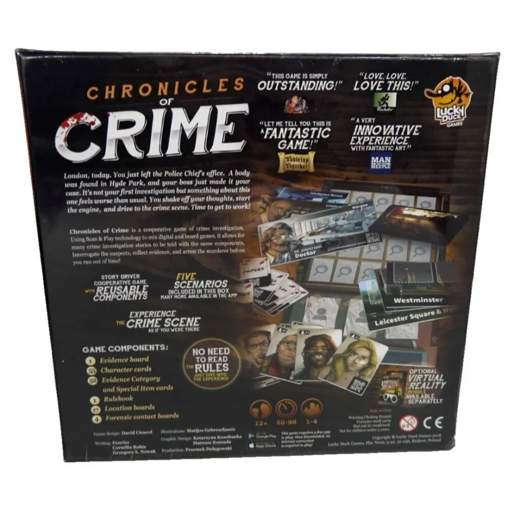 CHRONICLES OF CRIME detective game by David Cicurel LUCKY DUCK GAMES 2018, NEW